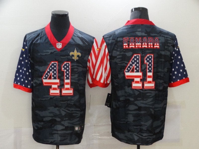 Men's New Orleans Saints #41 Alvin Kamara 2020 Camo USA Flag Limited Stitched NFL Jersey